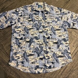 Vintage Wrangler Shirt Mens‎ XL Blue Western Pearl Snap Cowboy Brushpopper